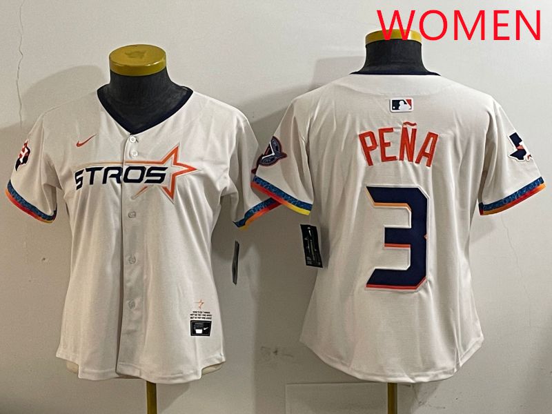 Women Houston Astros 3 Pena Cream Fourth generation Joint Name Nike 2025 MLB Jersey style 1